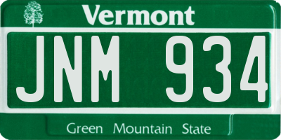 VT license plate JNM934