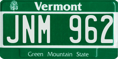 VT license plate JNM962