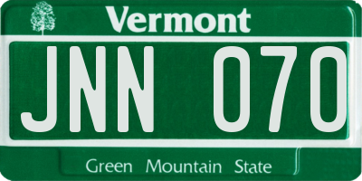 VT license plate JNN070