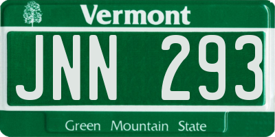 VT license plate JNN293