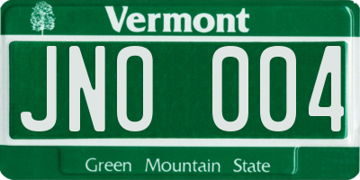 VT license plate JNO004