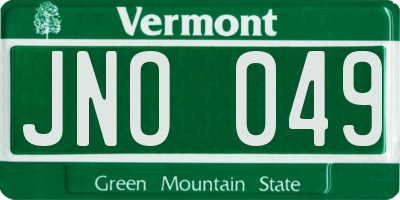 VT license plate JNO049