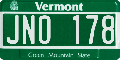 VT license plate JNO178