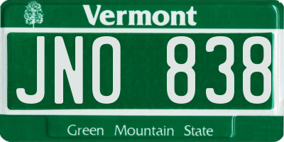 VT license plate JNO838