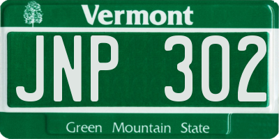 VT license plate JNP302