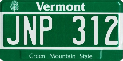 VT license plate JNP312