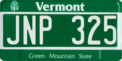 VT license plate JNP325