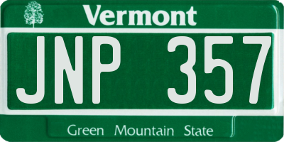 VT license plate JNP357