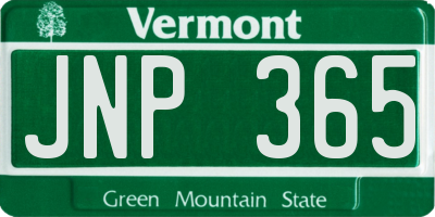 VT license plate JNP365