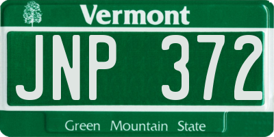 VT license plate JNP372