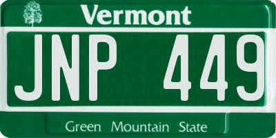 VT license plate JNP449