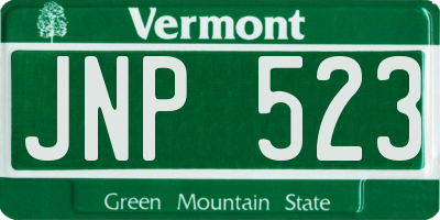 VT license plate JNP523