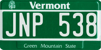 VT license plate JNP538
