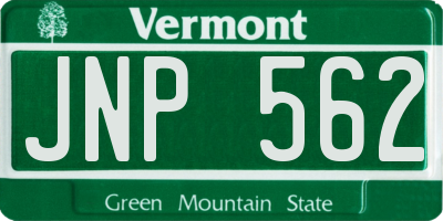VT license plate JNP562