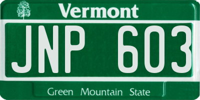 VT license plate JNP603