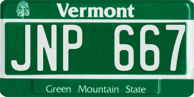 VT license plate JNP667