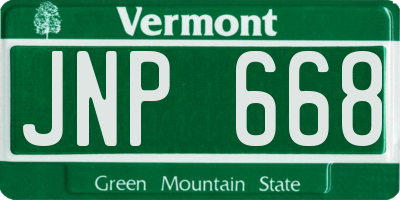 VT license plate JNP668