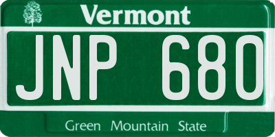 VT license plate JNP680