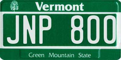 VT license plate JNP800