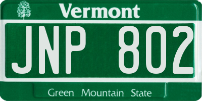 VT license plate JNP802