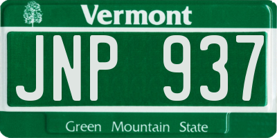 VT license plate JNP937