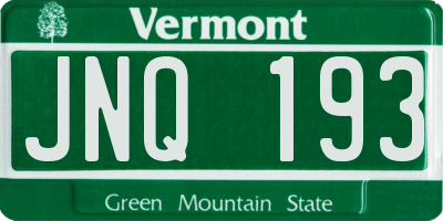 VT license plate JNQ193
