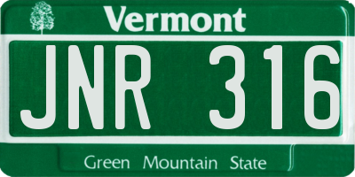 VT license plate JNR316