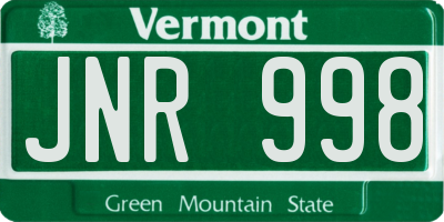 VT license plate JNR998