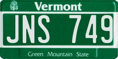 VT license plate JNS749