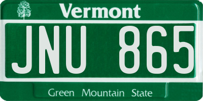 VT license plate JNU865