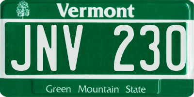 VT license plate JNV230