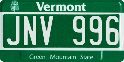 VT license plate JNV996