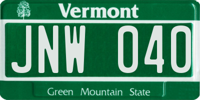 VT license plate JNW040