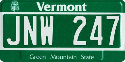 VT license plate JNW247
