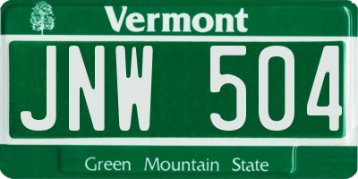 VT license plate JNW504