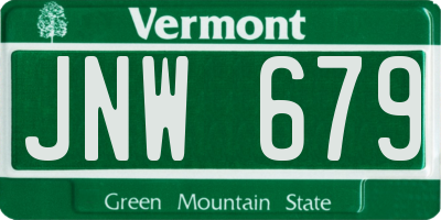 VT license plate JNW679