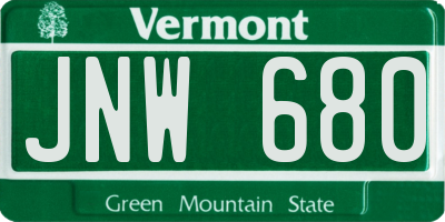 VT license plate JNW680