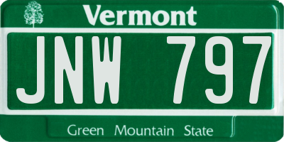 VT license plate JNW797