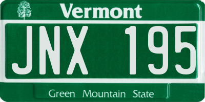 VT license plate JNX195