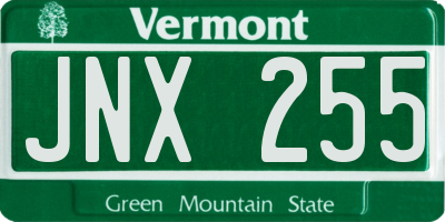 VT license plate JNX255