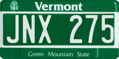 VT license plate JNX275