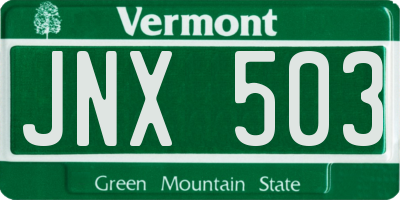 VT license plate JNX503