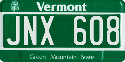 VT license plate JNX608