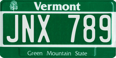 VT license plate JNX789