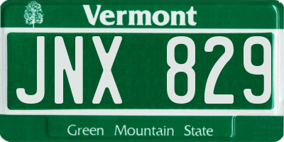 VT license plate JNX829