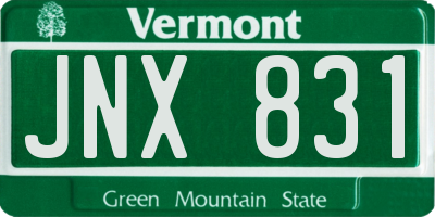 VT license plate JNX831