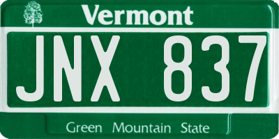 VT license plate JNX837