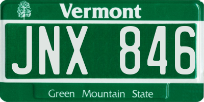 VT license plate JNX846