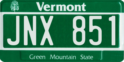 VT license plate JNX851