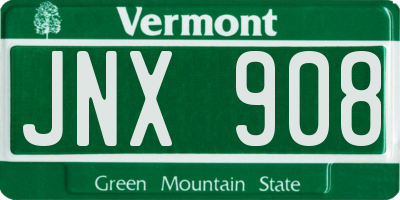 VT license plate JNX908